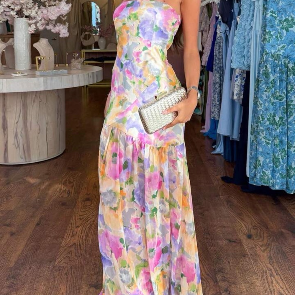 Floral Strapless Maxi Dress